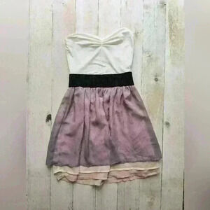 Charlotte Russe Strapless Color Block Empire Waist Mini Sheer Dress Size XS